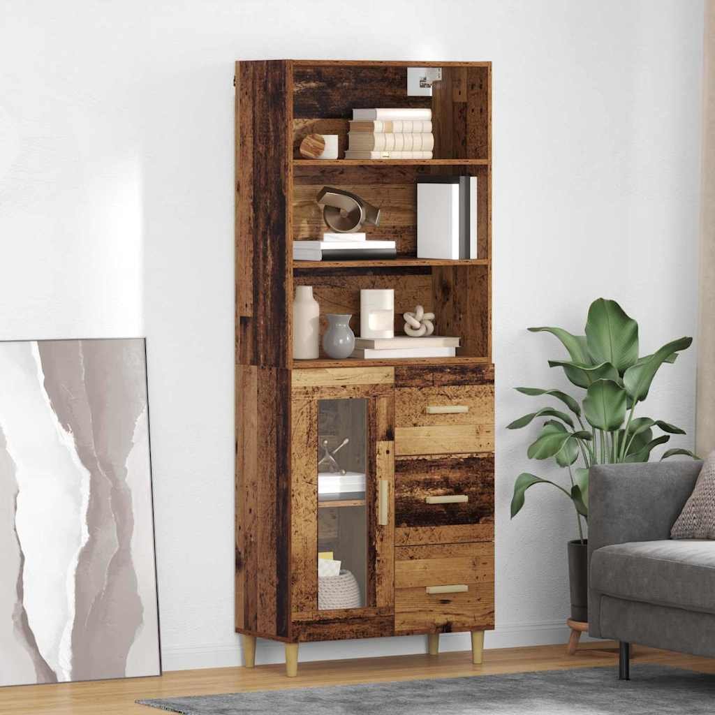 vidaXL Highboard Ścienny Stare drewno 69,5 x 34 x 180 cm