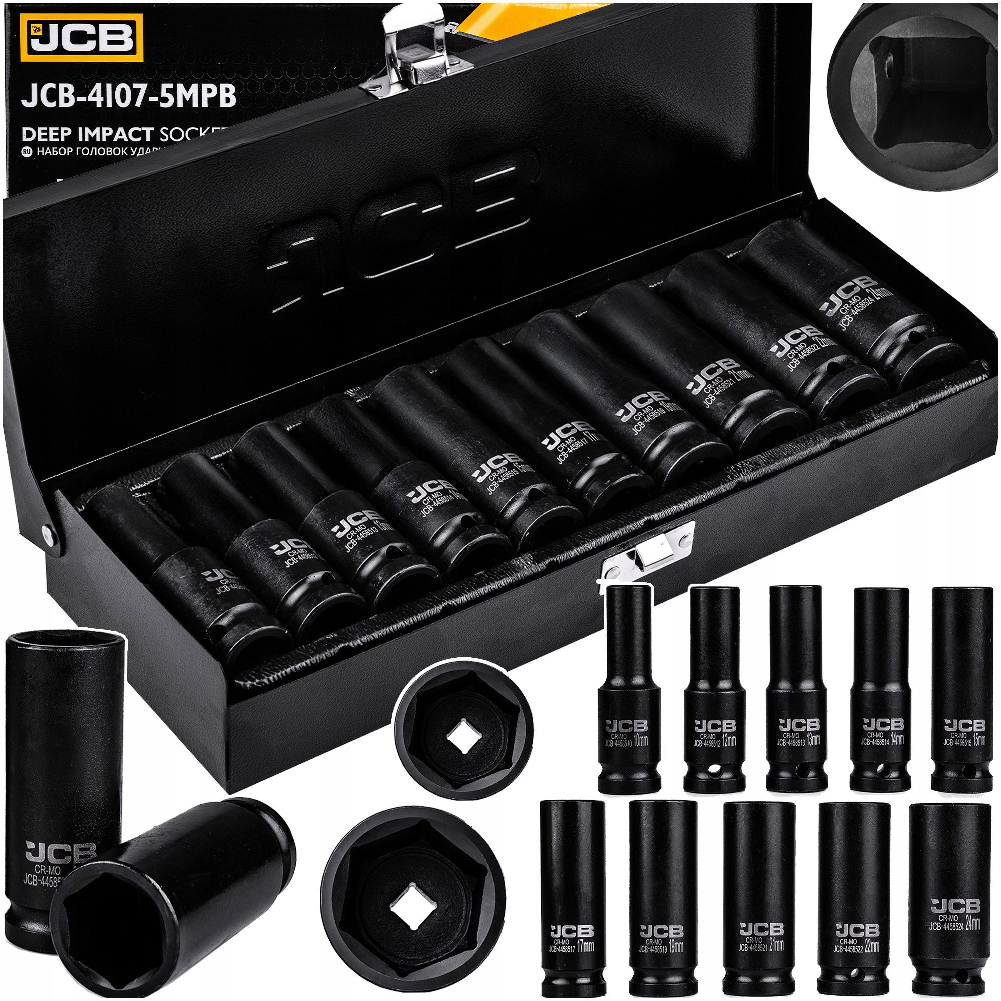 JCB NASADKI UDAROWE DŁ.kpl. 10el.1/2" 6-KĄT. (10-24mm)