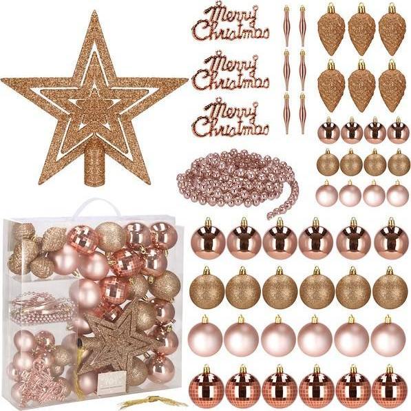 Springos Bombki choinkowe 51 szt. ozdoby świąteczne zestaw rose gold UNIWERSALNY