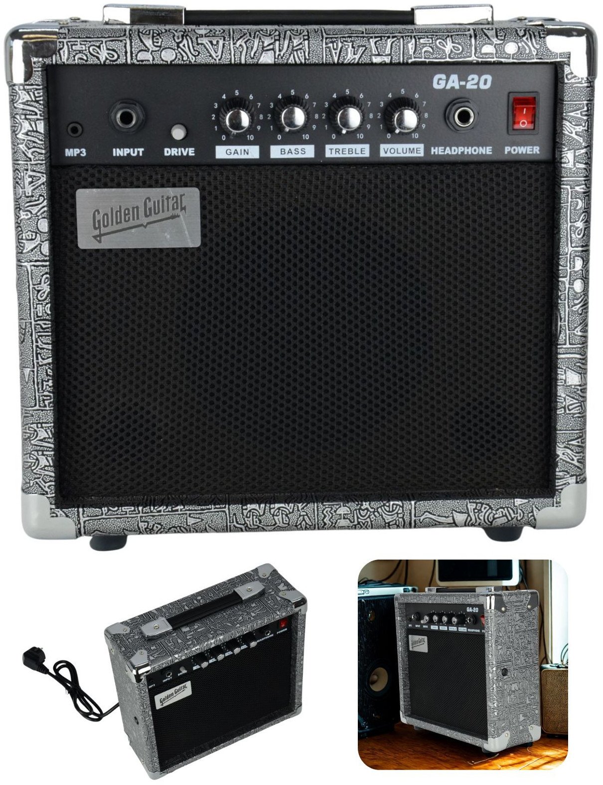 Wzmacniacz gitarowy GA-20 - srebrny Golden Guitar one size