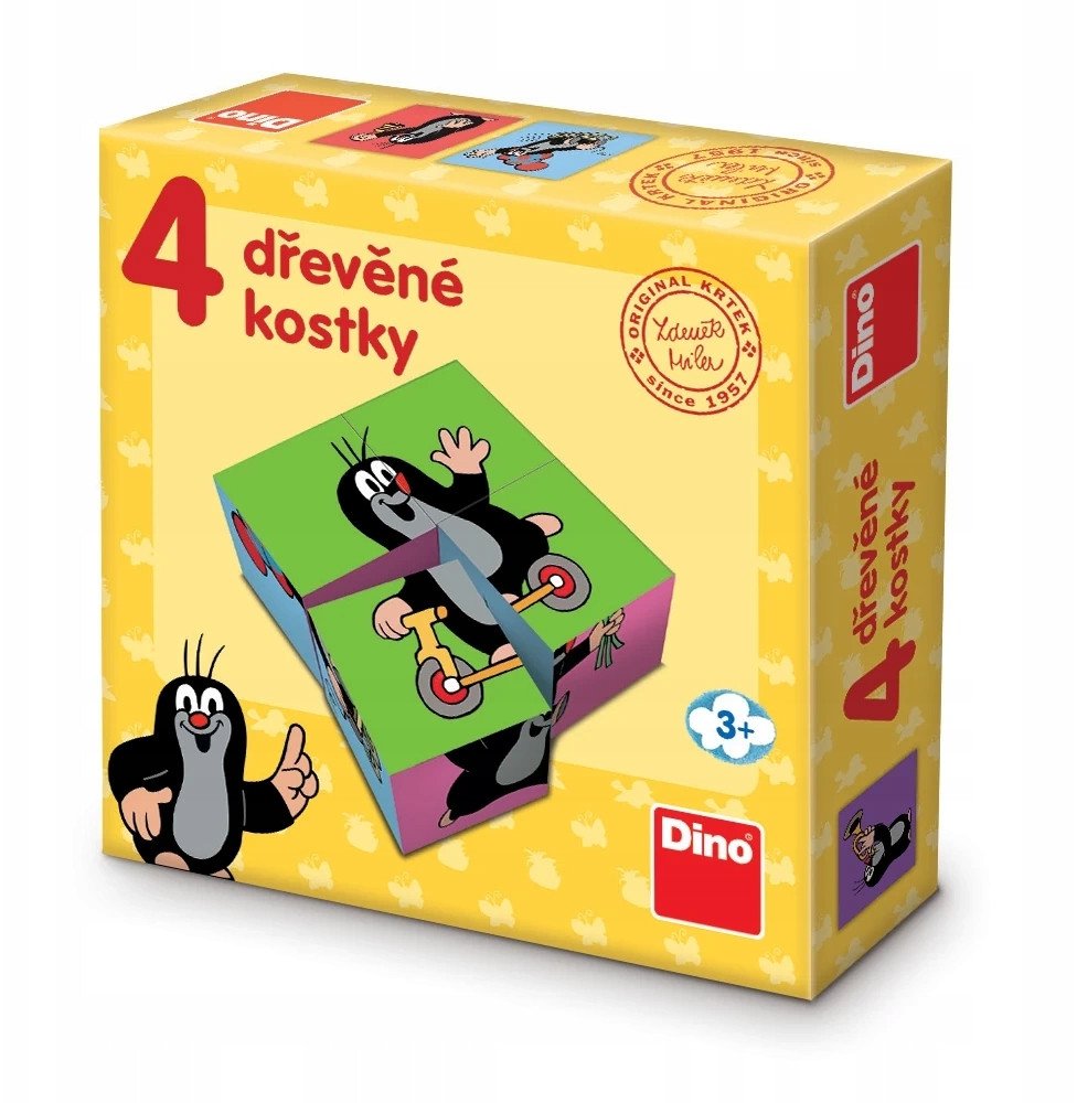 Drewniane klocki obrazkowe Krecik 4el