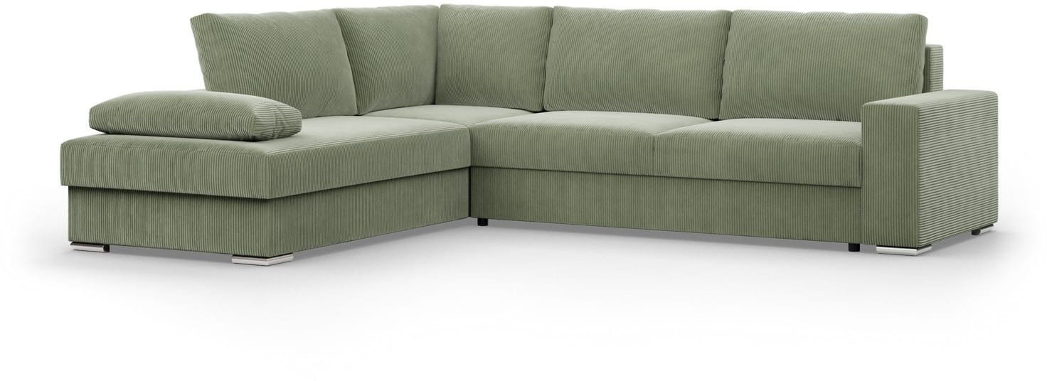 Duży narożnik, Momento, lewy, sztruks, 287x231x86 cm, oliwkowy | TYLETEGOTU