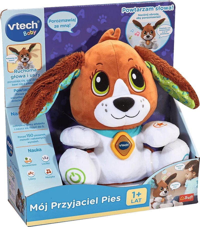 Vtech INTERAKTYWNY PLUSZAK Mój przyjaciel PIES pluszowy piesek Uszaty REKLAMA Vtech