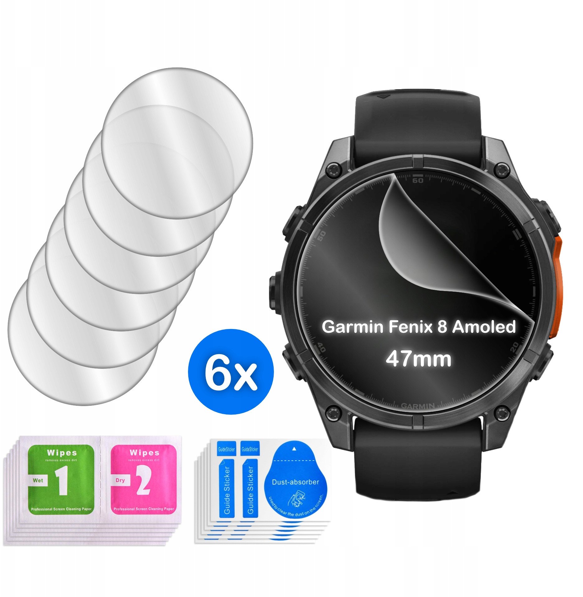 FOLIA do Garmin Fenix 8 Amoled 47mm HYDROŻELOWA OCHRONNA na ekran 6 sztuk