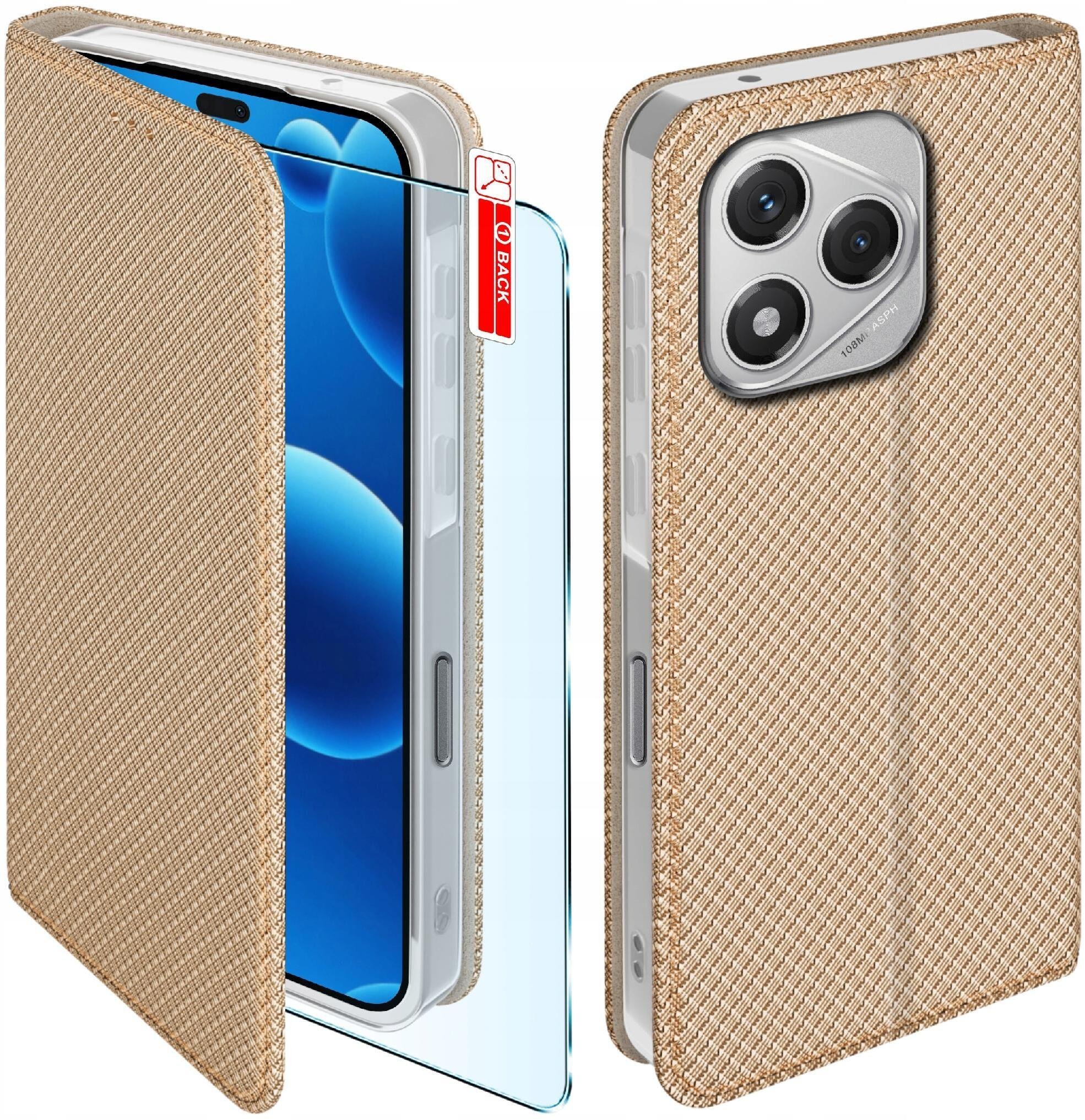 Etui z klapką do Honor 400 Lite Zamykane Złote Futerał + Szkło 9H