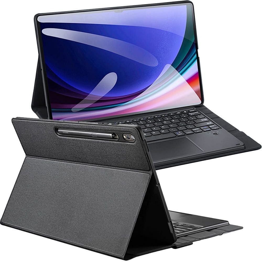 DUX DUCIS etui DK składane z podświetlaną klawiaturą bezprzewodową do SAMSUNG Tab S10 Ultra/S9 Ultra/S8 Ultra czarne