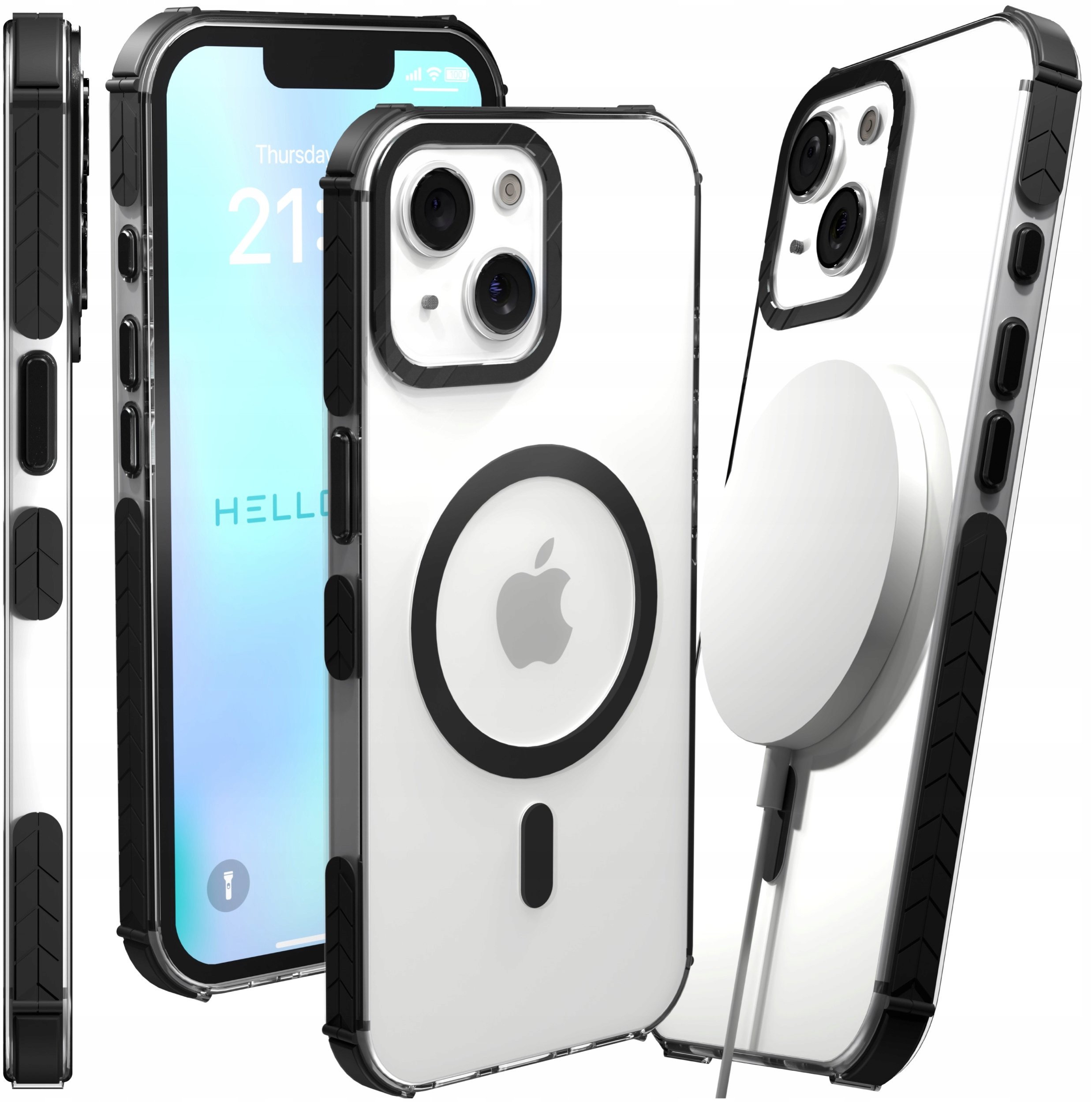 Etui Pancerne do Apple iPhone 15 (Bumper, Czarna Ramka, Do Magsafe, Case)