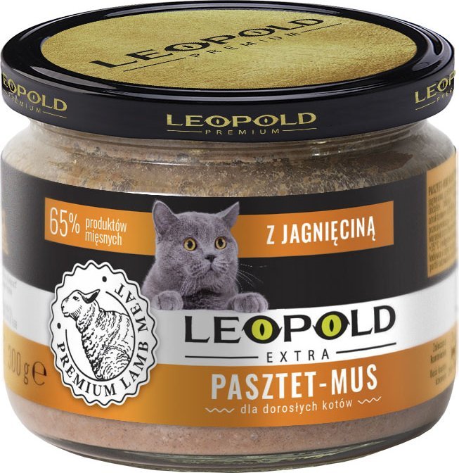 Triton Leopold Pasztetowy mus z mięsem jagnięcym dla kotów 300g (Słoik)