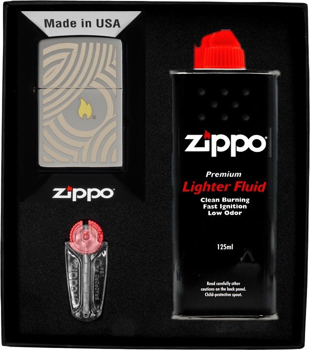 Zestaw ZIPPO Zapalniczka FLAME AND CIRCLES DESIGN 2 Prezentowy No1