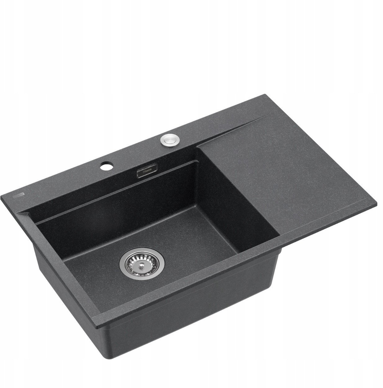 JOSH 111 GraniteQ zlewozmywak 1-komorowy z/o (780x500x215) black diamond + syfon push 2 open + deska + wkładka / elementy złote