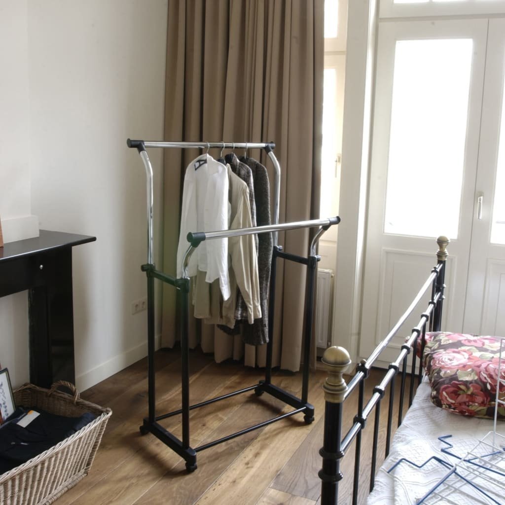 vidaXL V-Part Podwójna stojak na ubrania, regulowana wysokość, 4 kółka