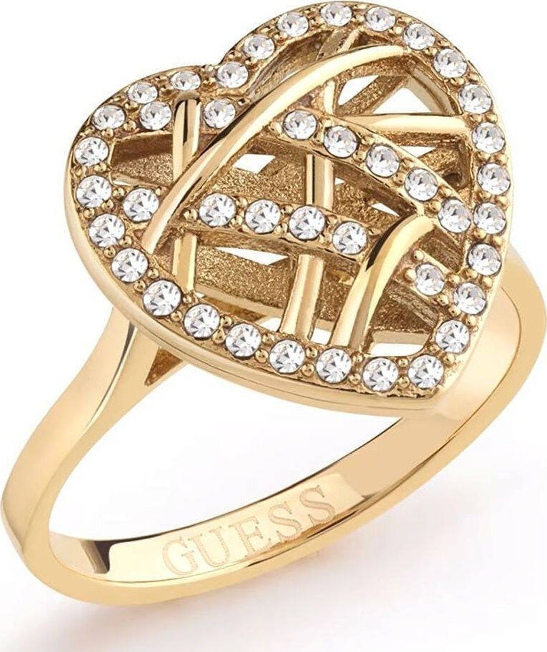 Guess Pierścionek Guess Heart Cage JUBR03101JWYG56 rozmiar 16