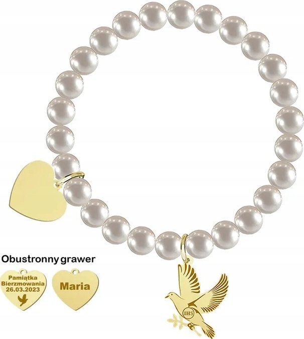 Radziszewska Jewellery Bierzmowanie Pozłacana Bransoletka perły GRAWER