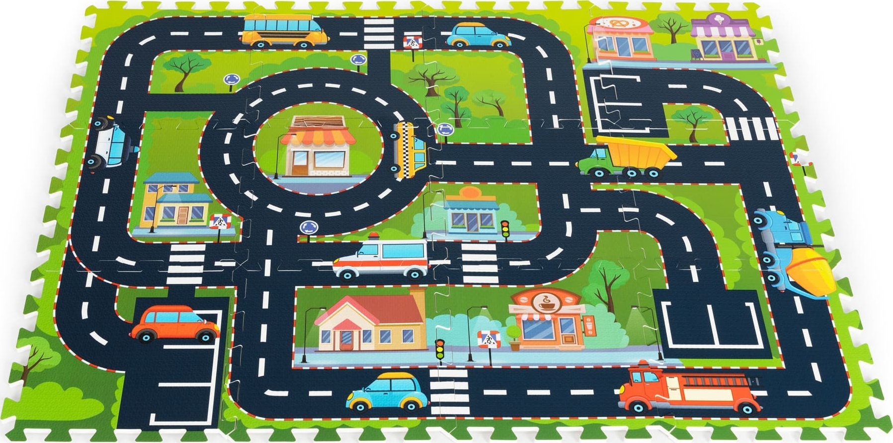 iPLAY Mata piankowa dla dzieci puzzle miasto ulice drogi