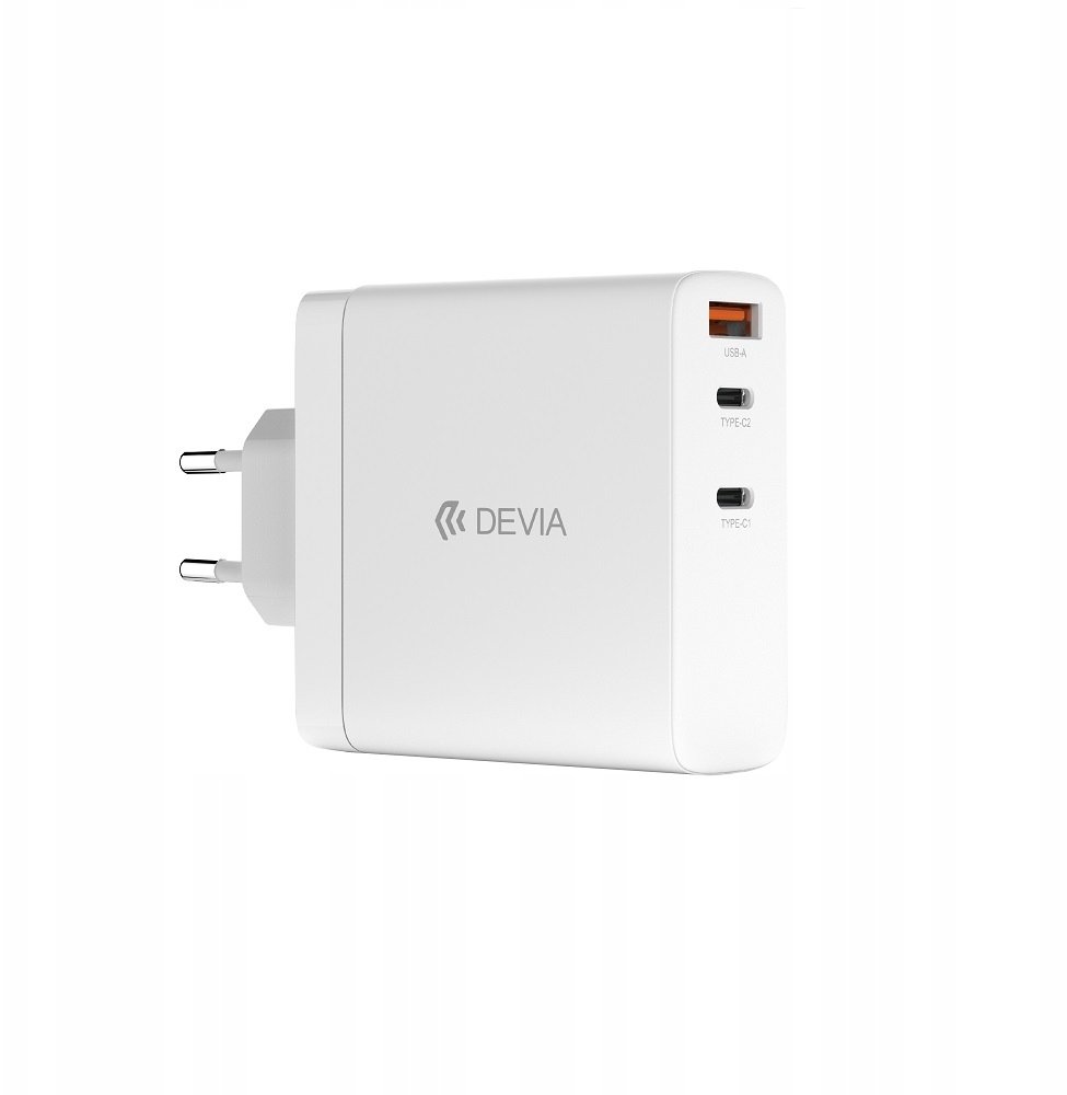 Devia ładowarka sieciowa Extreme PD GaN 140W 2x USB-C 1x USB biała do laptopa