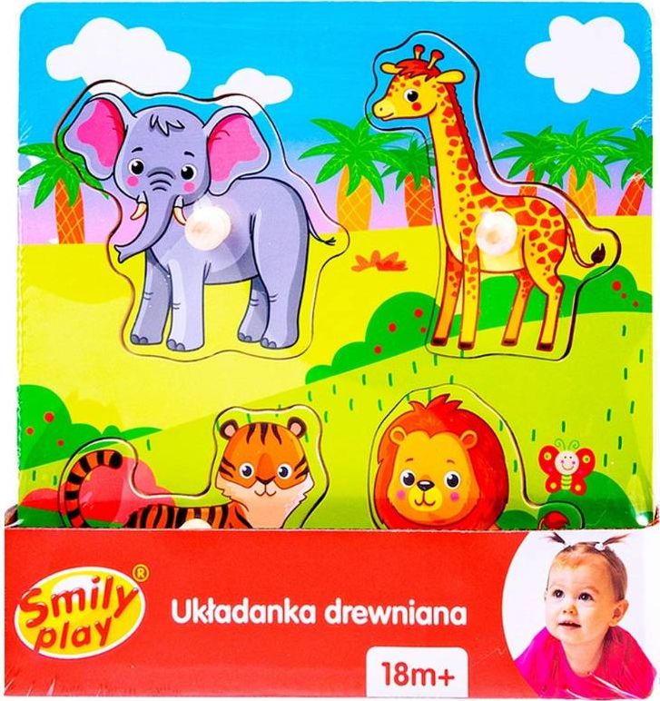 Smily Play Smily Play Układanka Drewniana ZOO Puzzle 4 el