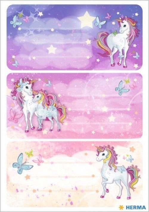 Naklejki szkolne - Jednorożce 6szt