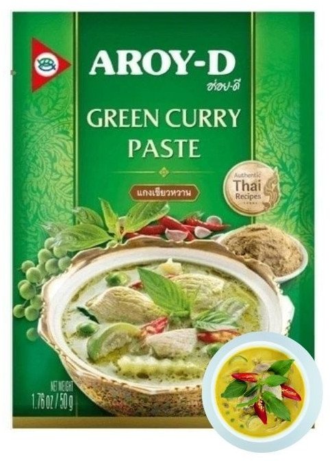 Pasta zielona curry hot chilli ostra przyprawa marynata azjatycka green curry aroy-d 50g
