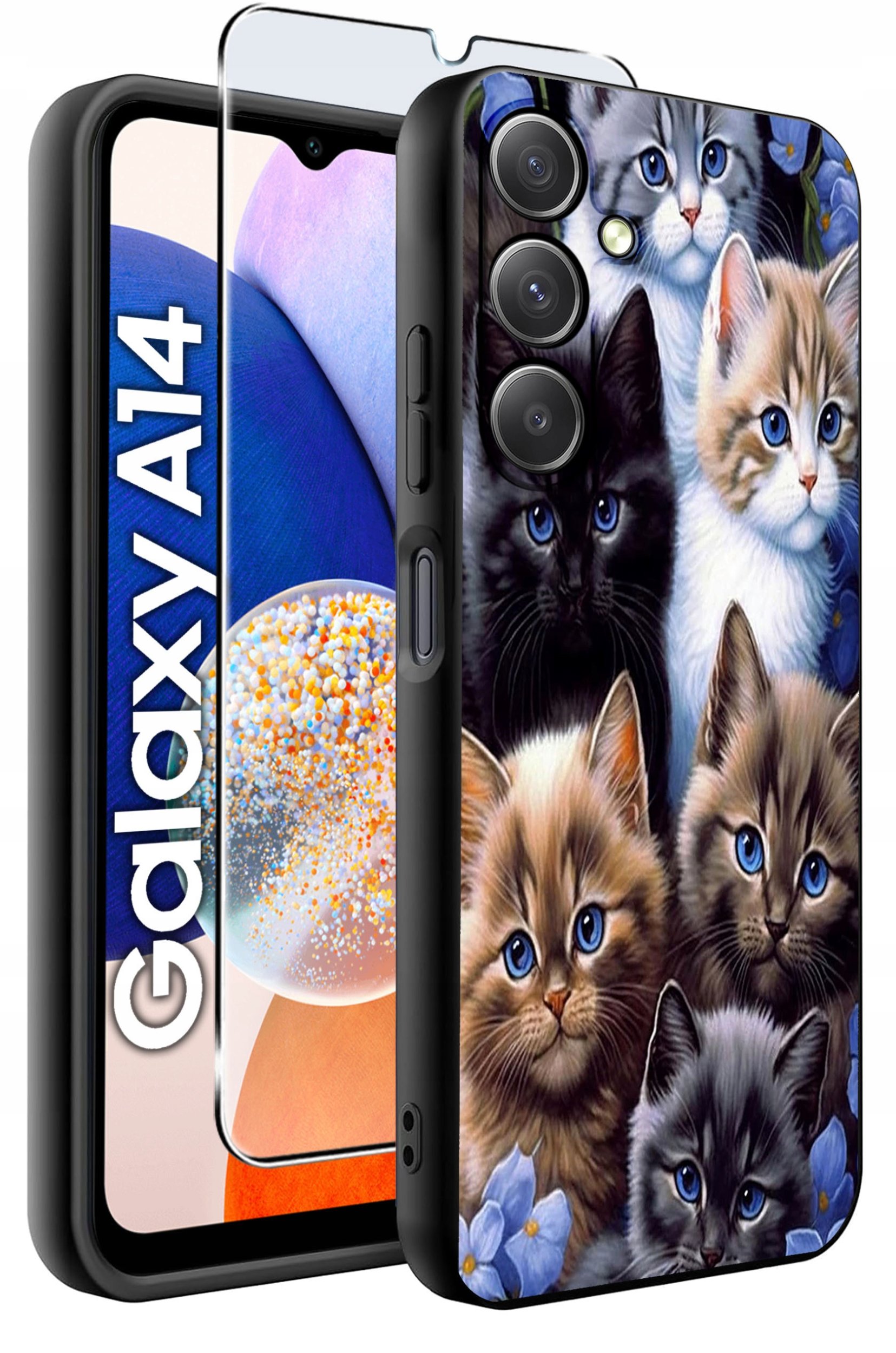 ETUI do Samsung A14 5G WZORY | SILIKONOWE MATT CASE + SZKŁO HARTOWANE 9H