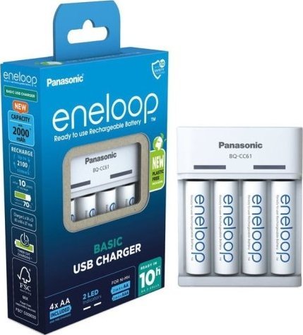 Ładowarka Panasonic Panasonic Eneloop Basic Charger USB BQ-CC61 incl. 4xAA 2200mAh