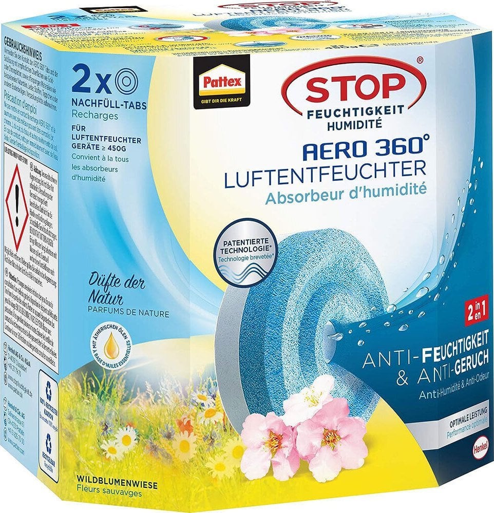Pattex Pattex Luftentfeuchter Nachfüll Tabs Aero 360 2x450g Meadow