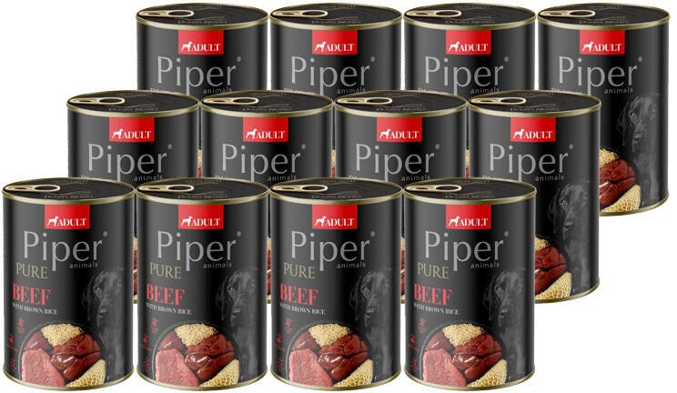 Mokra karma dla psa Piper Pure wołowina z ryżem brązowym zestaw 12 x 400 g