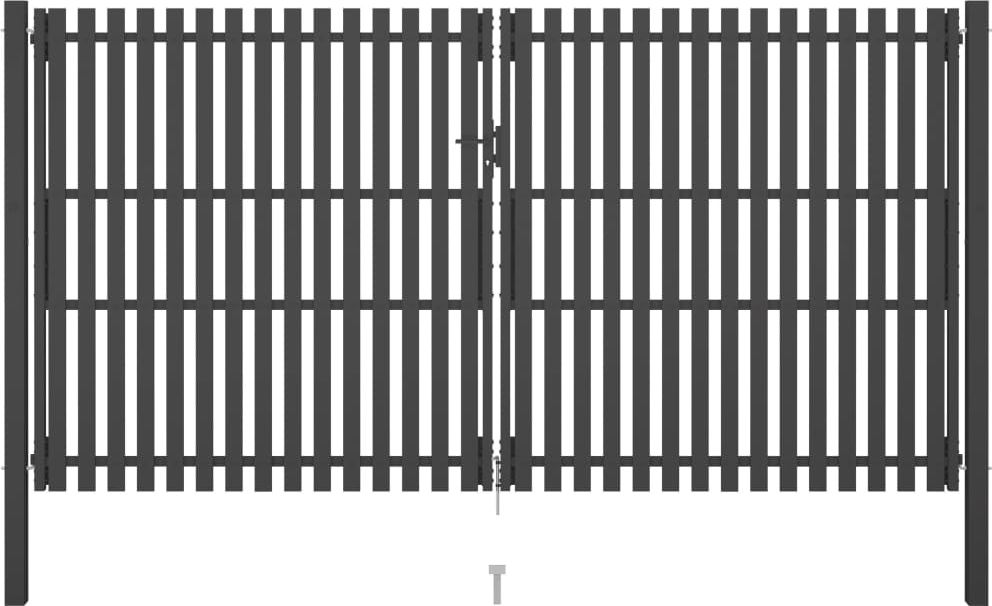 vidaXL Brama ogrodzeniowa, stalowa, 4 x 2,5 m, antracytowa