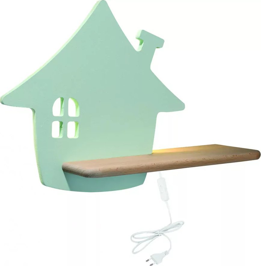 Kinkiet Lumes Kinkiet ścienny w formie domku z wtyczką, miętowy - K021-Pipi