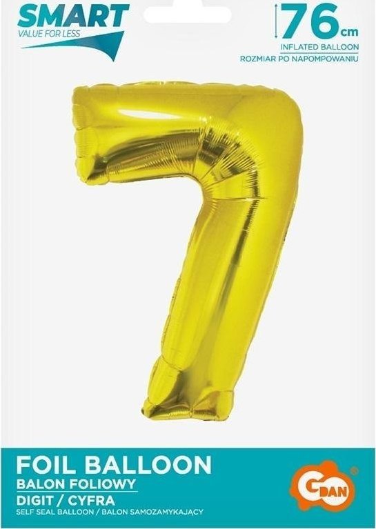 GoDan Balon foliowy cyfra 7 złota Smart 76cm