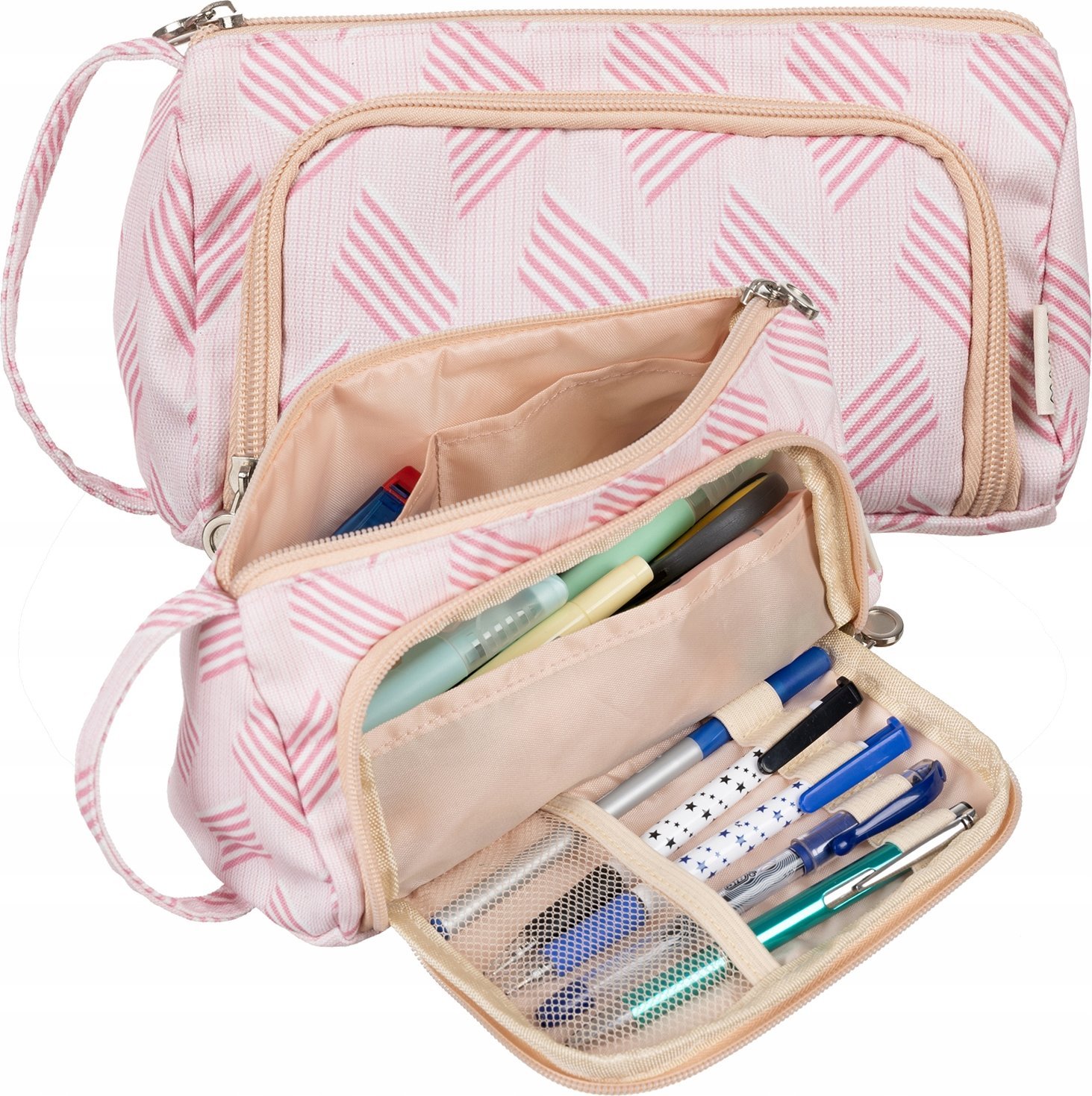 Piórnik Maaleo Piórnik Szkolny Dwukomorowy Rozkładany Saszetka Podwójny Różowy dla Dzieci