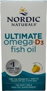 Nordic naturals Nordic Naturals - Ultimate Omega-D3 Fish Oil, 1280mg, Cytryna, 120 kapsułek miękkich