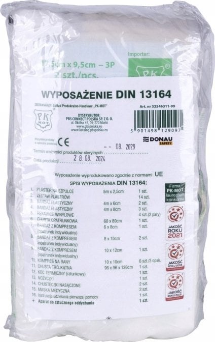 PK-MOT Wyposażenie apteczki Donau Safety DIN 13164 (+ ustnik)