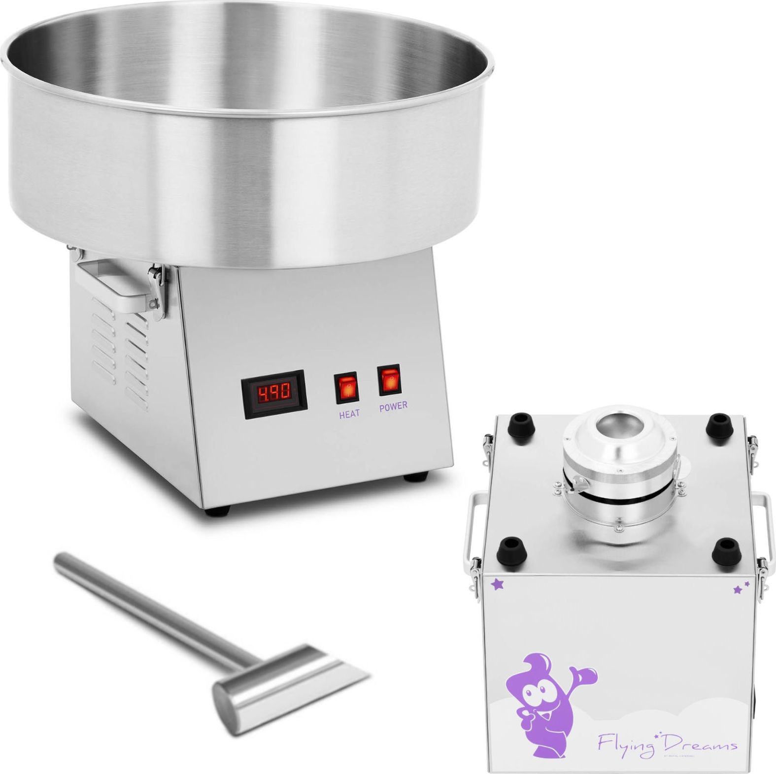 Royal Catering Maszyna do waty cukrowej elektryczna stalowa 52 cm 1080 W Maszyna do waty cukrowej elektryczna stalowa 52 cm 1080 W