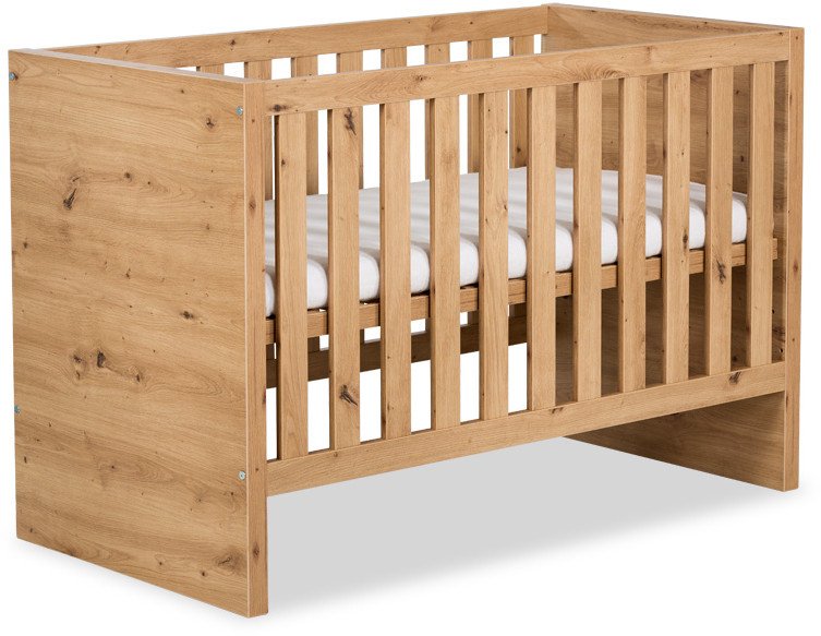 Łóżeczko AMELIA dąb z barierką 120x60