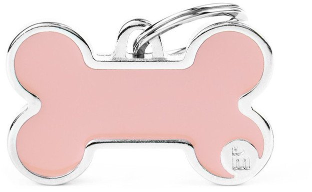 Zawieszka Adresówka Identyfikator z grawerem dla psa i kota kość różowa z obramówką L