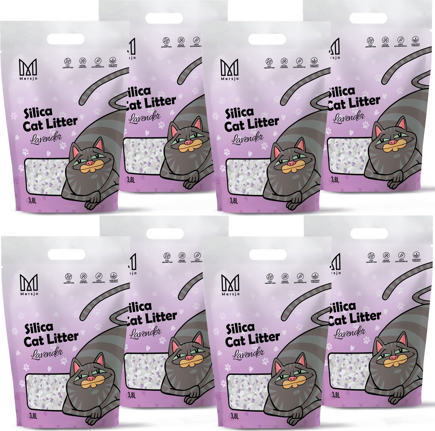 Żwirek dla kota Mersjo Żwirek silikonowy dla kota lawendowy Mersjo Lavender 8x3,8L