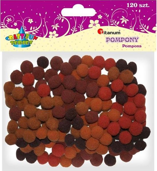 Titanum Poliestrowe pompony 10mm 120szt brązowe CRAFT-FUN