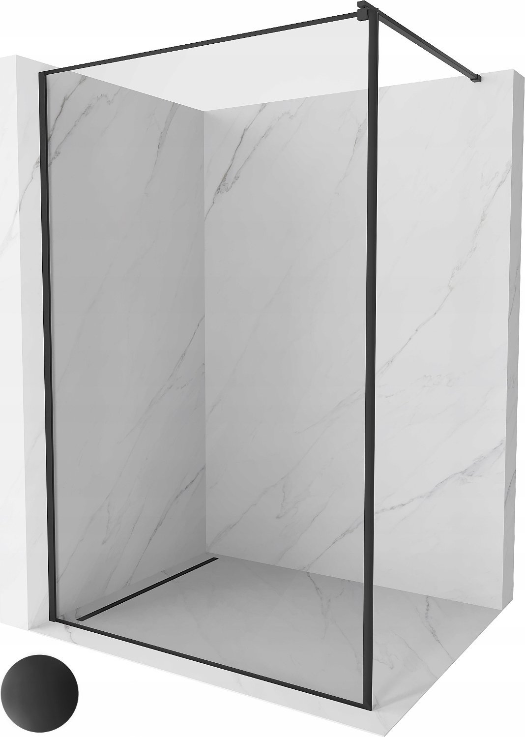 Mexen Mexen Kioto ścianka prysznicowa 130 x 200 cm, transparent/czarny wzór 8 mm, czarny - 800-130-101-70-70