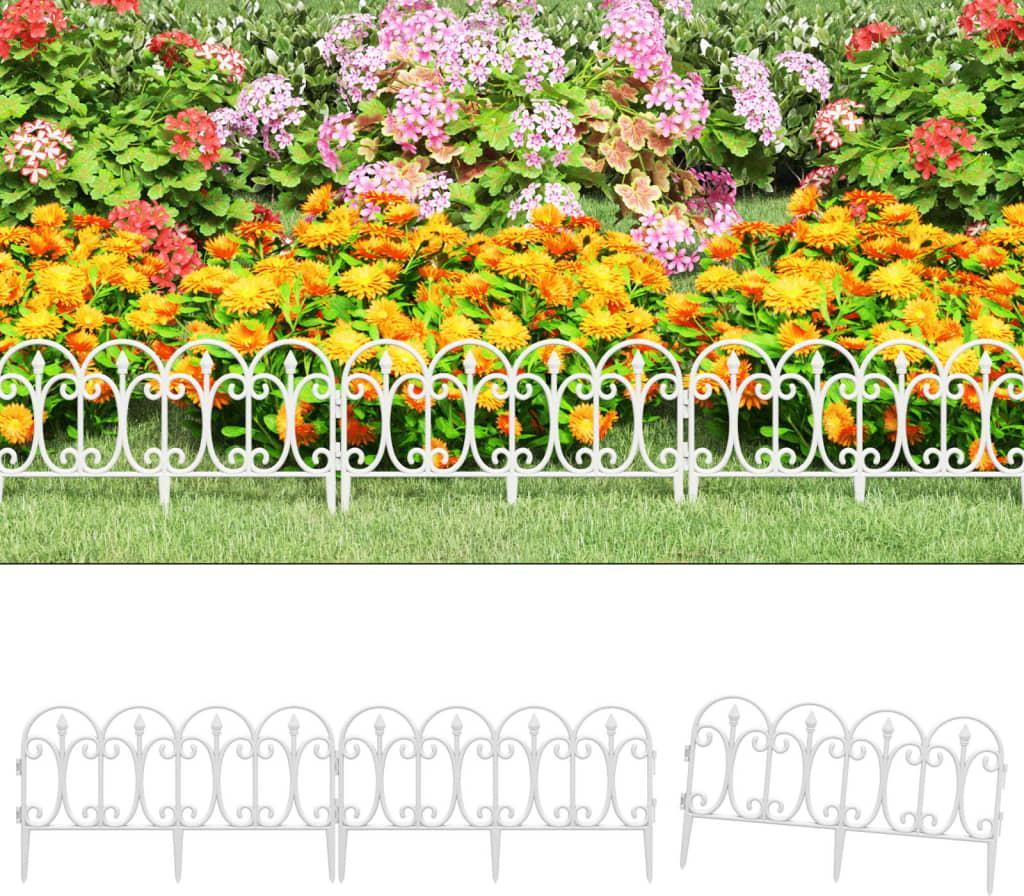 vidaXL Obrzeża trawnikowe, 17 szt., białe, 10 m, PP