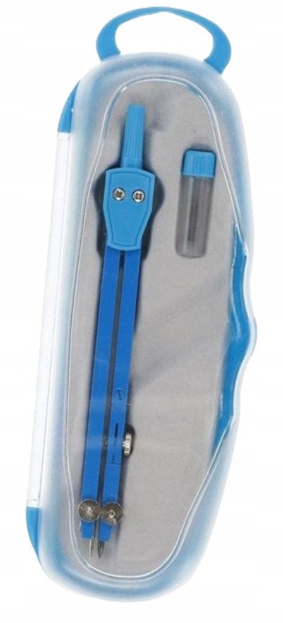 Cyrkiel metalowy szkolny geometryczny w etui z wymiennym wkładem