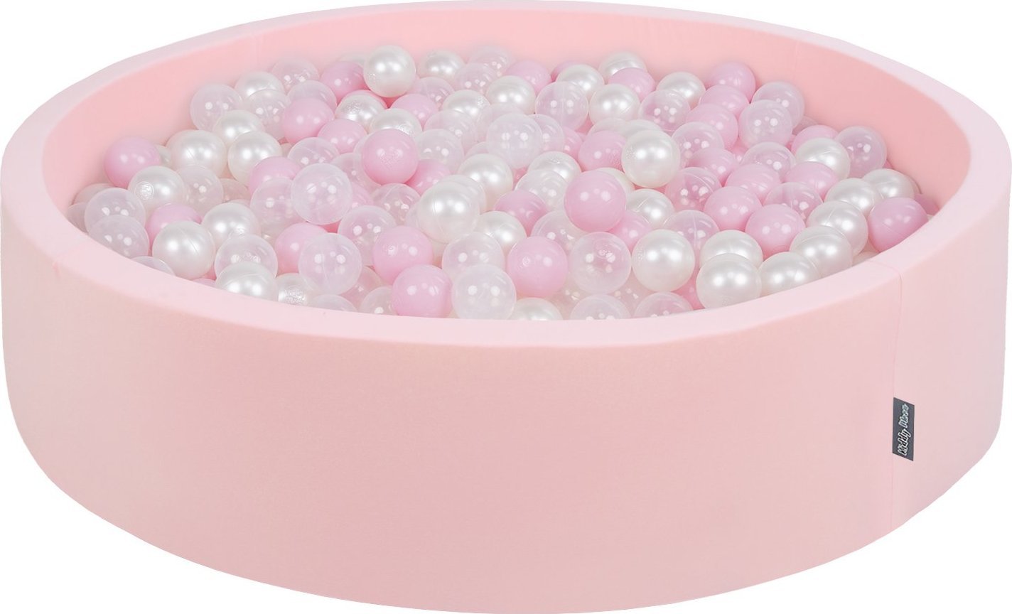 KiddyMoon KiddyMoon Suchy basen okrągły z piłeczkami 7cm 120x30 różowy: pudrowy róż-perła-transparent 120x30/1000piłek Zabawka basen piankowy