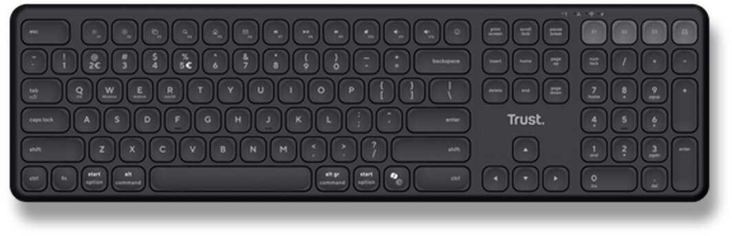 Klawiatura Trust TRUST klawiatura Vaiya, Bezprzewodowa, CZ/SK, czarny