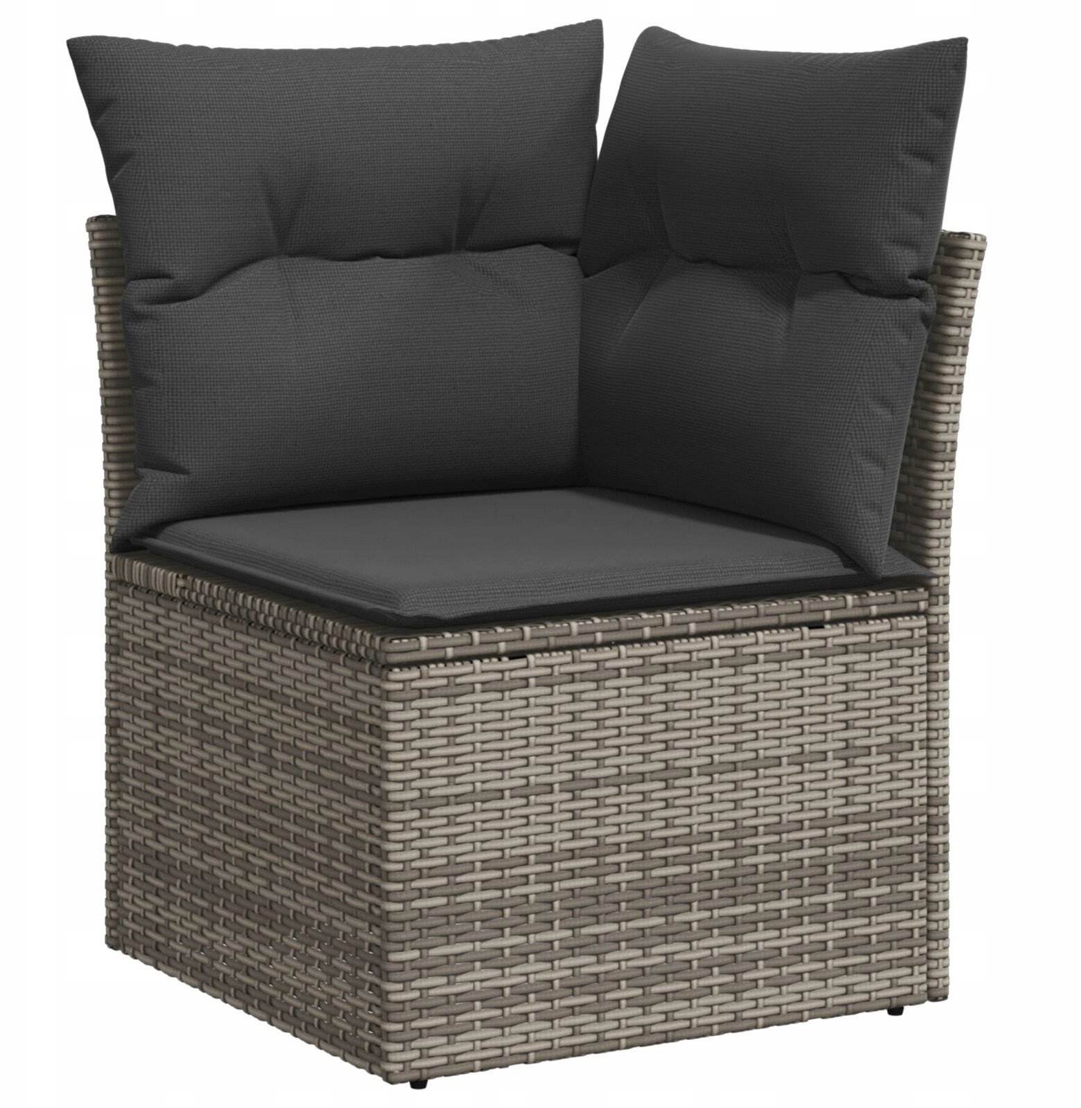 8-częściowy zestaw kanap ogrodowych z poduszkami szary poli rattan akacja, Kanapa ogrodowa dwuosobowa z poduszkami szary poli rattan, 3-częściowy zest