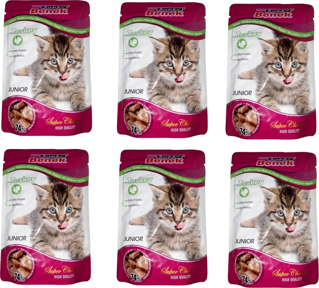 Triton SUPER BENEK Junior Saszetka dla kota z kawałkami indyka 24x100g