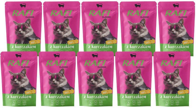 Rafi Classic Mokra karma z kurczakiem dla kota zestaw 10 x 100 g