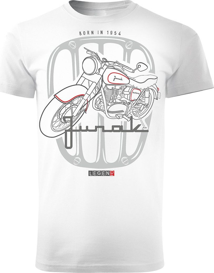 Topslang Koszulka motocyklowa z motocyklem Junak męska biała REGULAR M