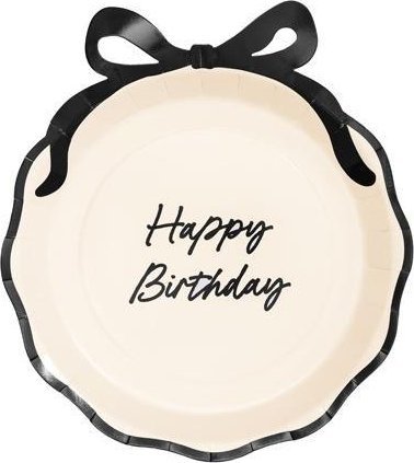 Talerzyki Happy Birthday z kokardką 24cm 6szt