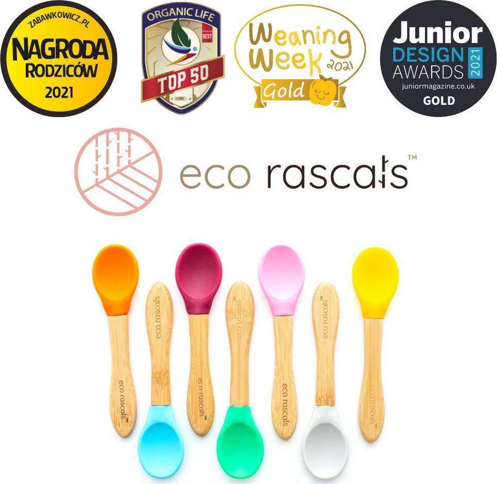 ECO RASCALS ECORASCALS Zestaw łyżeczek bambusowa z silikonową nakładką 3 SZT MIX (granatowa purpurowa, zielona) one size