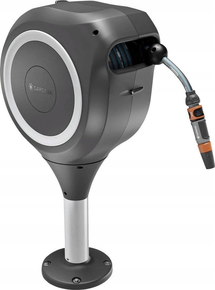 Gardena GARDENA patio hose box RollUp M, 20 meters, hose reel (grey/white, incl. cleaning syringe)