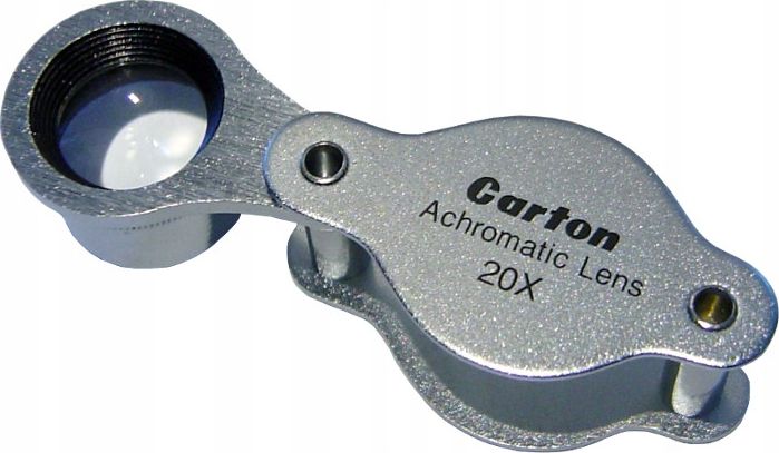 Carton Achromatyczna lupa składana x20 szklana, metalowa